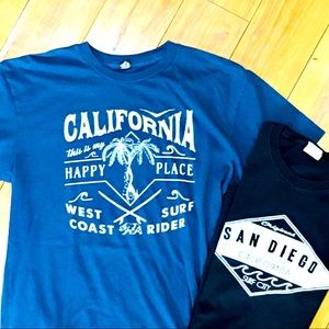 2 California beach summer surf jersey knit tees graphic shirts tops - bl…